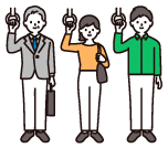 公共交通に乗る人